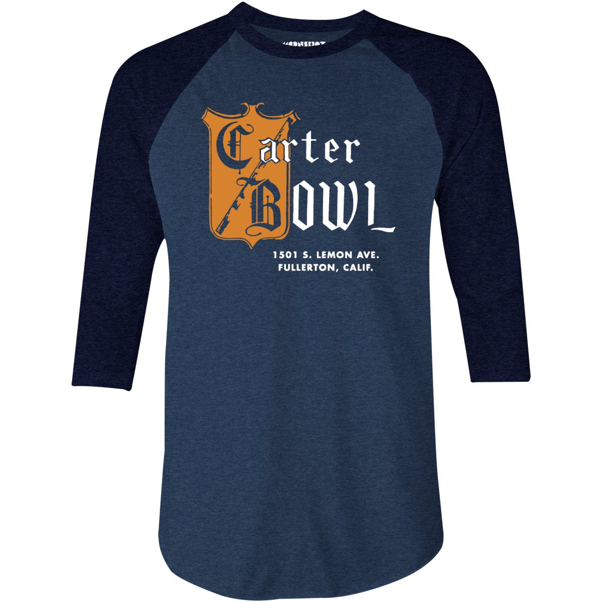 Carter Bowl Fullerton, CA Vintage Bowling Alley 3/4 Sleeve Raglan