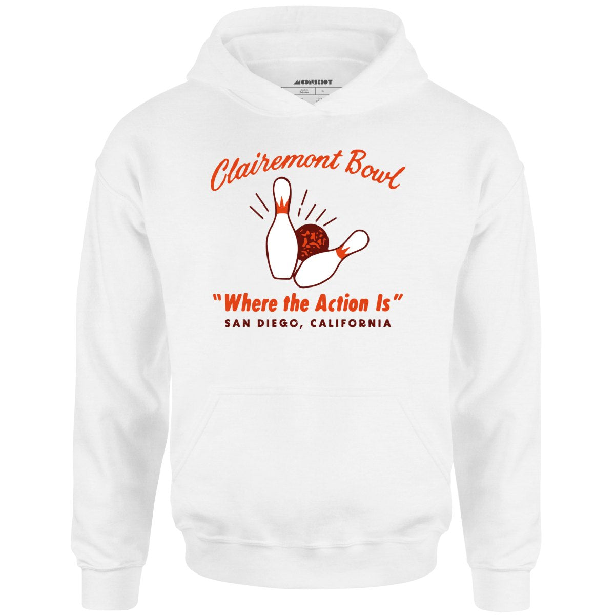 Clairemont Bowl - San Diego, CA - Vintage Bowling Alley - Unisex Hoodie