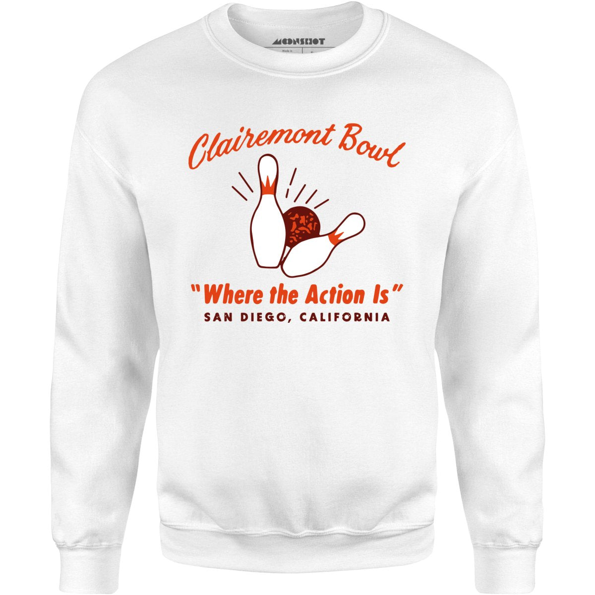Clairemont Bowl - San Diego, CA - Vintage Bowling Alley - Unisex Sweatshirt