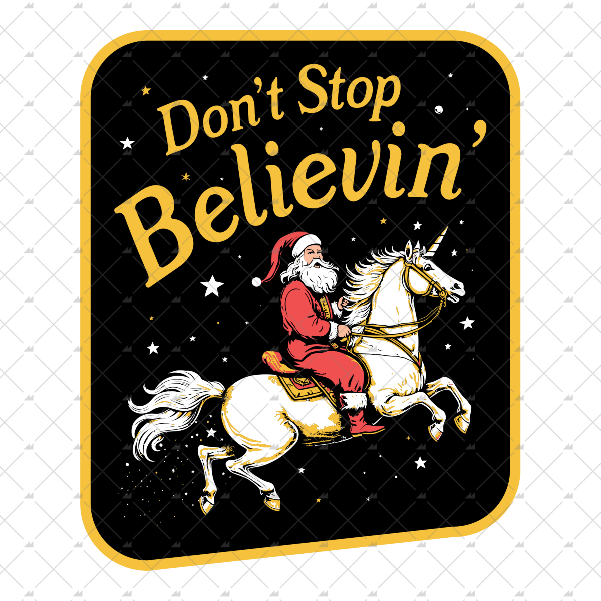 Don't Stop Believin' Santa Unicorn - Sticker