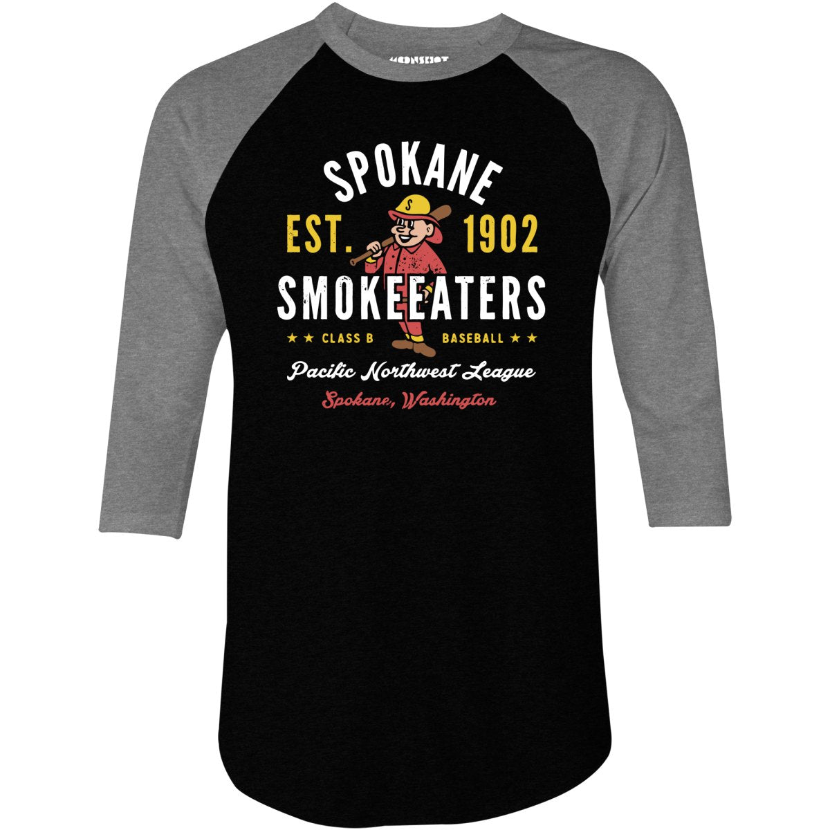 Spokane Smoke Eaters - Washington - Vintage Defunct Baseball Teams - 3/4 Sleeve Raglan T-Shirt