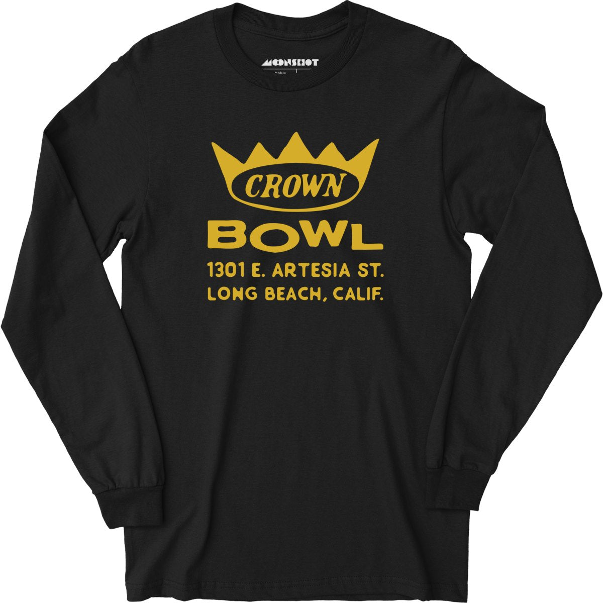 Crown Bowl - Long Beach, CA - Vintage Bowling Alley - Long Sleeve T-Shirt