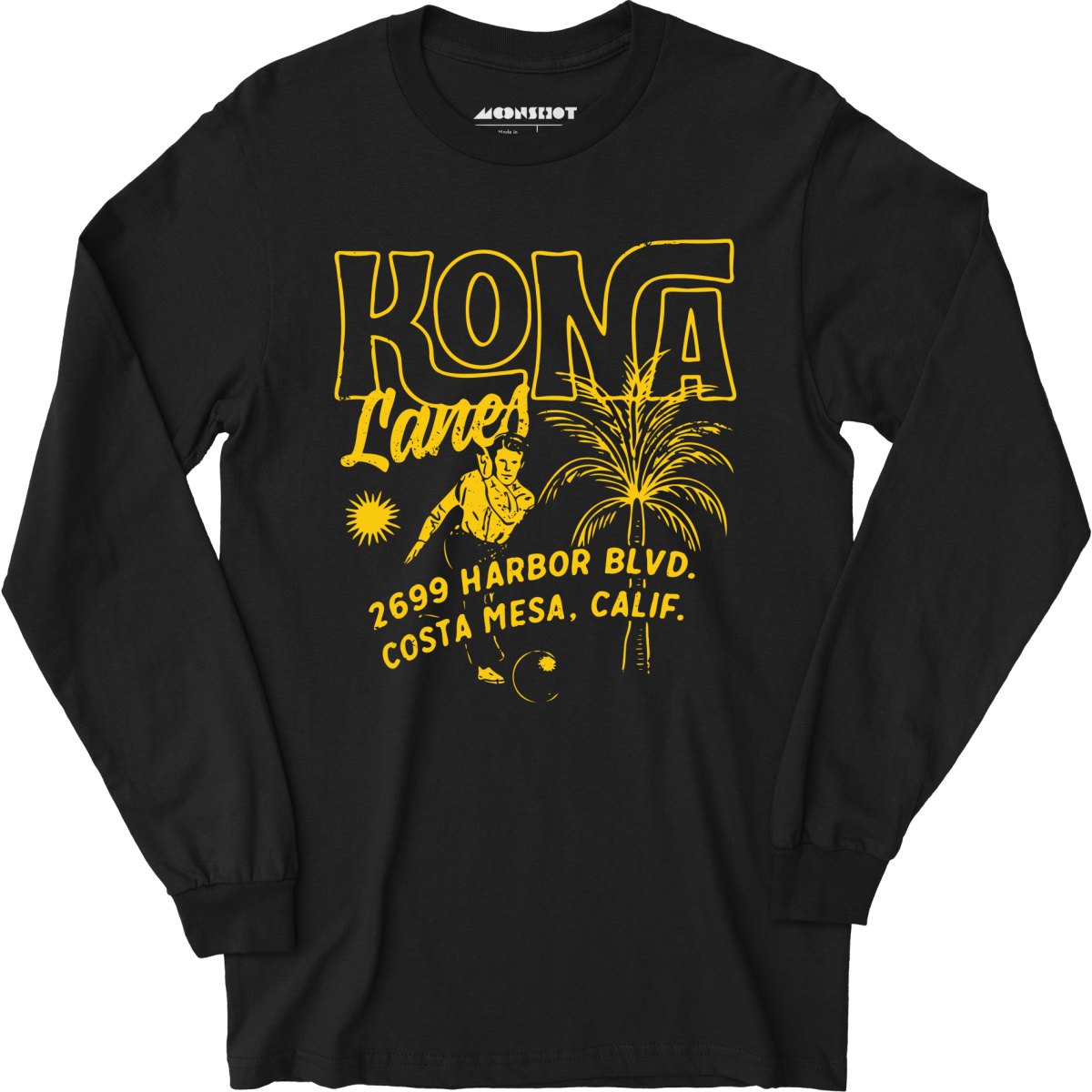 Kona Lanes v3 - Costa Mesa, CA - Vintage Bowling Alley - Long Sleeve T-Shirt