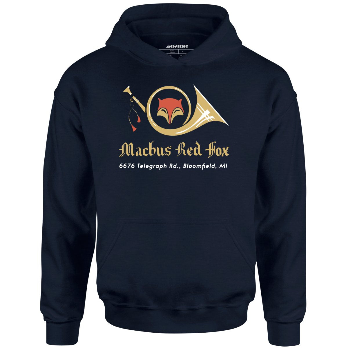 m00nshots Machus Red Fox Bloomfield Mi Vintage Restaurant Unisex Hoodie Navy M