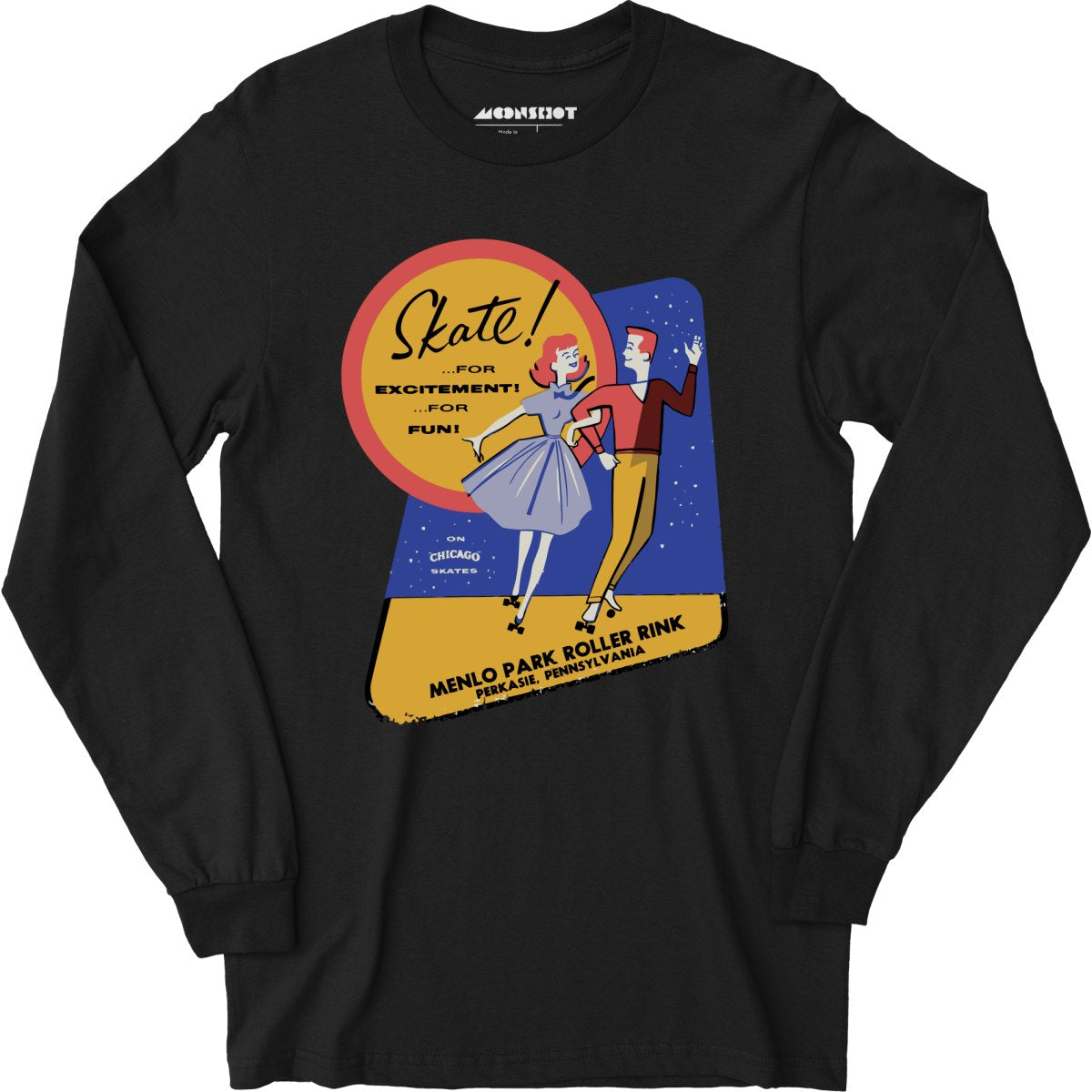 Menlo Park Roller Rink - Perkasie, PA - Vintage Roller Rink - Long Sleeve T-Shirt