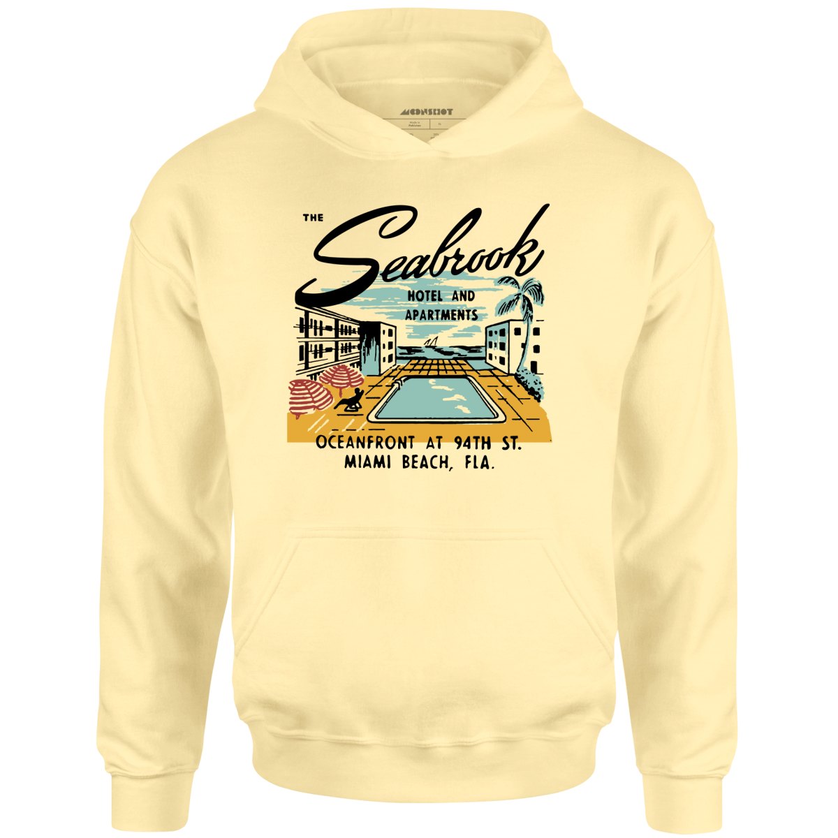 m00nshots The Seabrook Miami fl Vintage Hotel Unisex Hoodie Light Blue L