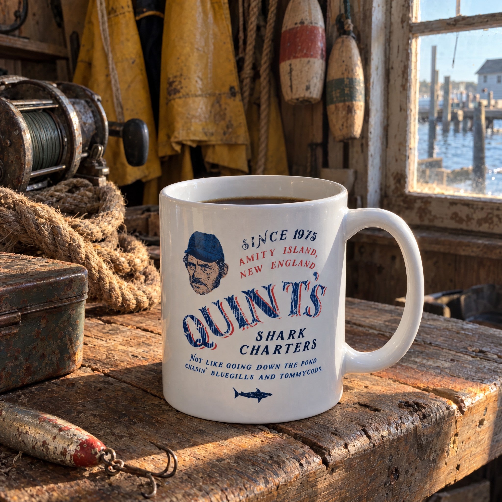 Quint's Shark Charters - Ceramic Coffee Mug