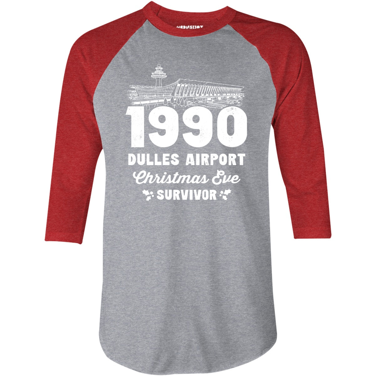 1990 Dulles Airport Christmas Eve Survivor - 3/4 Sleeve Raglan T-Shirt