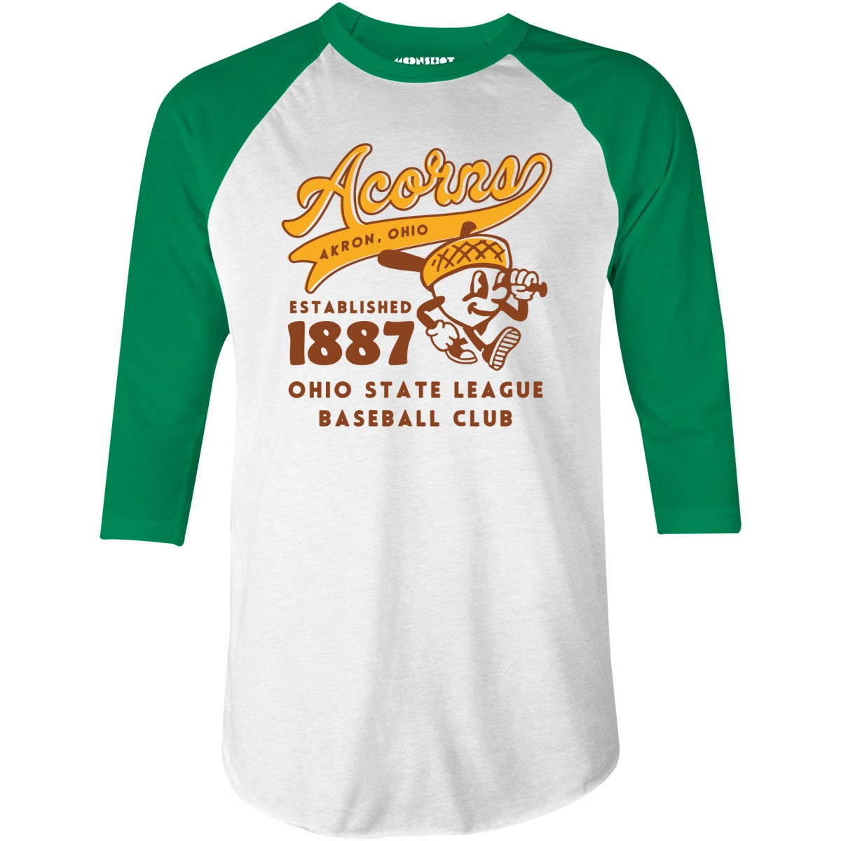 Akron Acorns - Ohio - Vintage Defunct Baseball Teams - 3/4 Sleeve Raglan T-Shirt