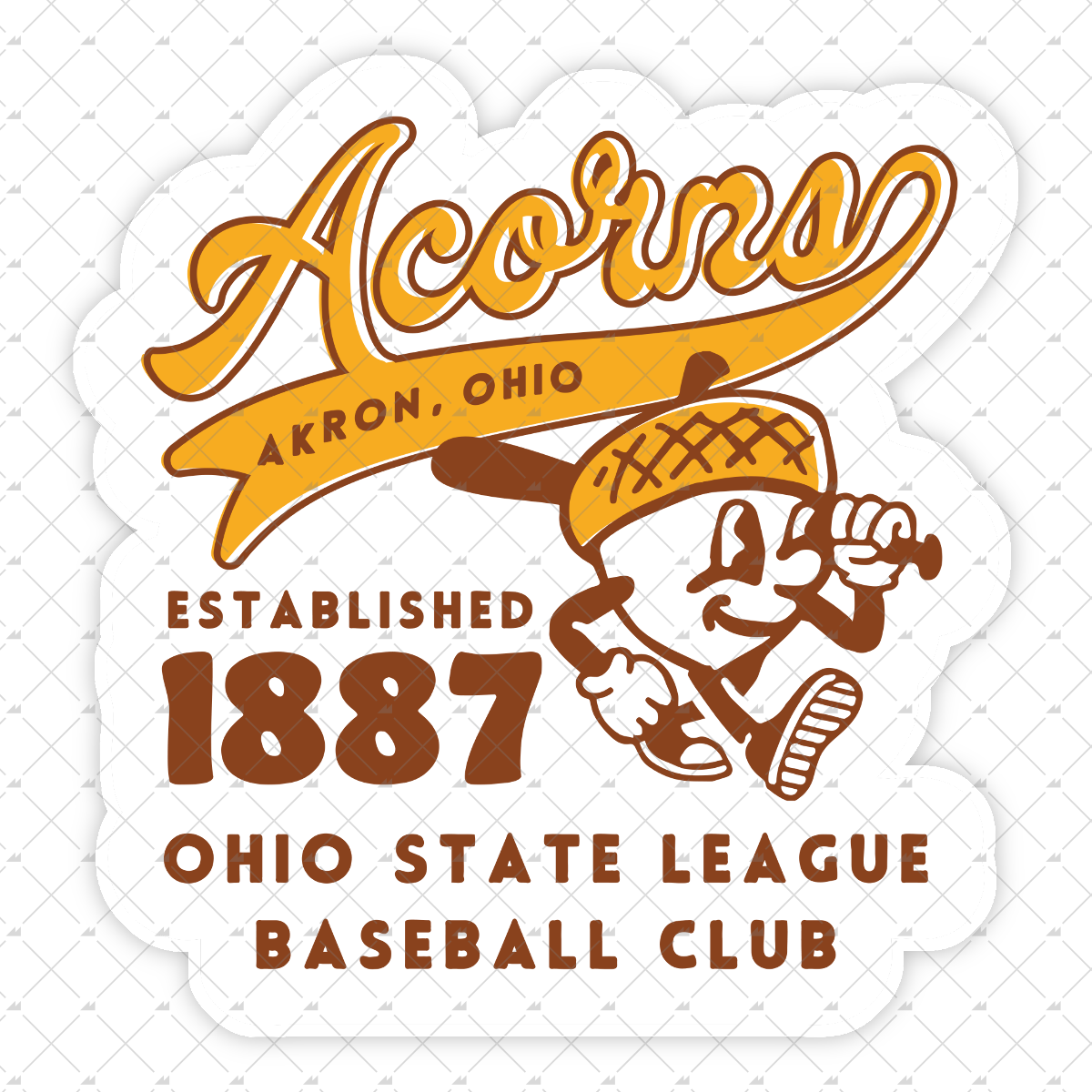 Akron Acorns - Ohio - Vintage Defunct Baseball Teams - Sticker