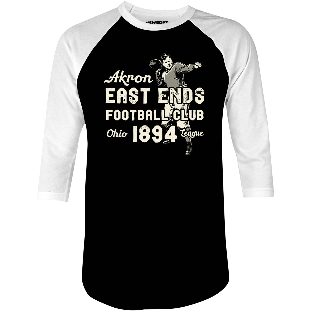 Akron East Ends - Ohio - Vintage Defunct Football Teams - 3/4 Sleeve Raglan T-Shirt