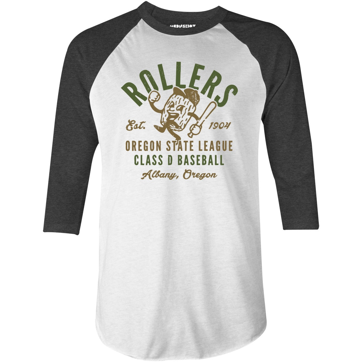 Albany Rollers - Oregon - Vintage Defunct Baseball Teams - 3/4 Sleeve Raglan T-Shirt