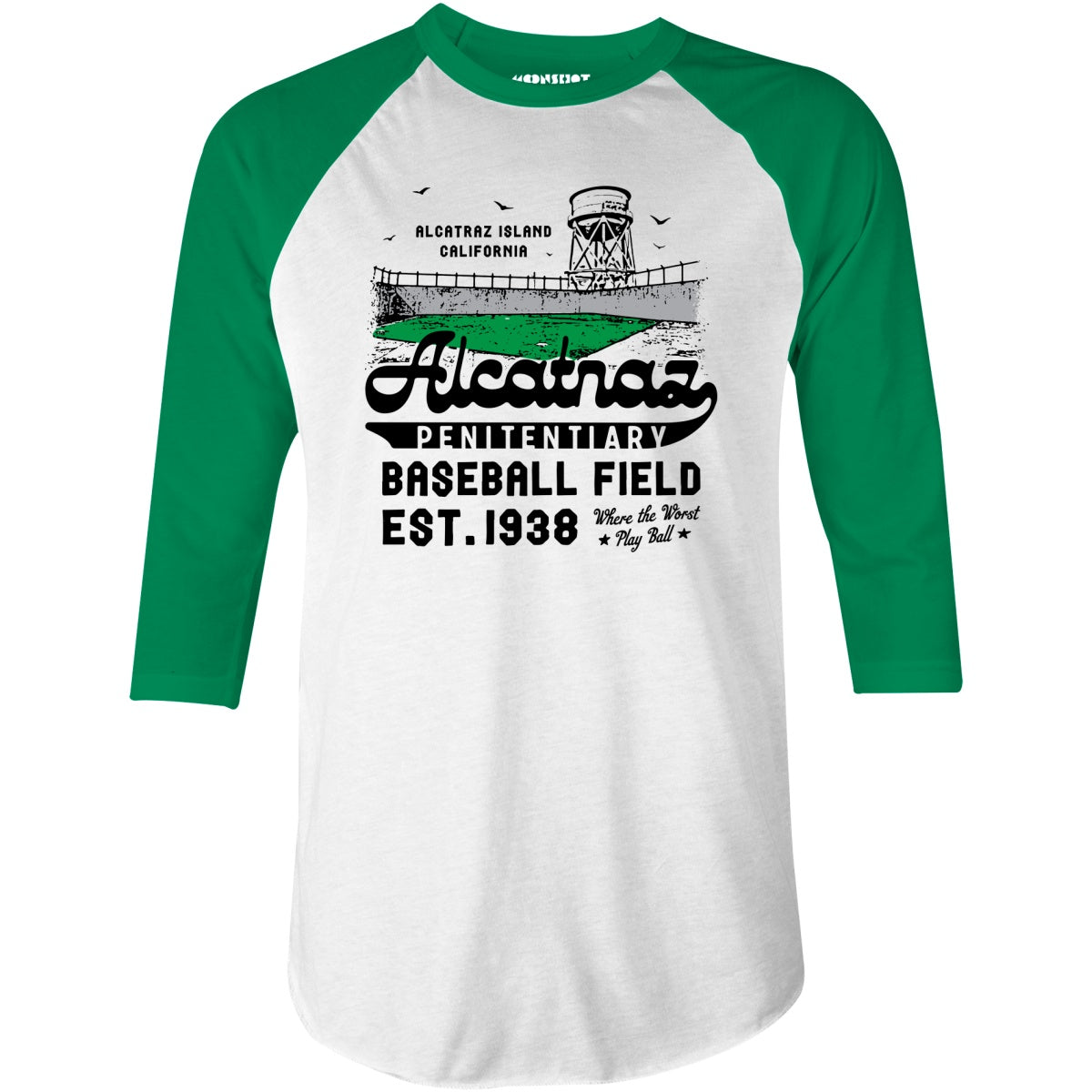 Alcatraz Penitentiary Baseball Field - 3/4 Sleeve Raglan T-Shirt