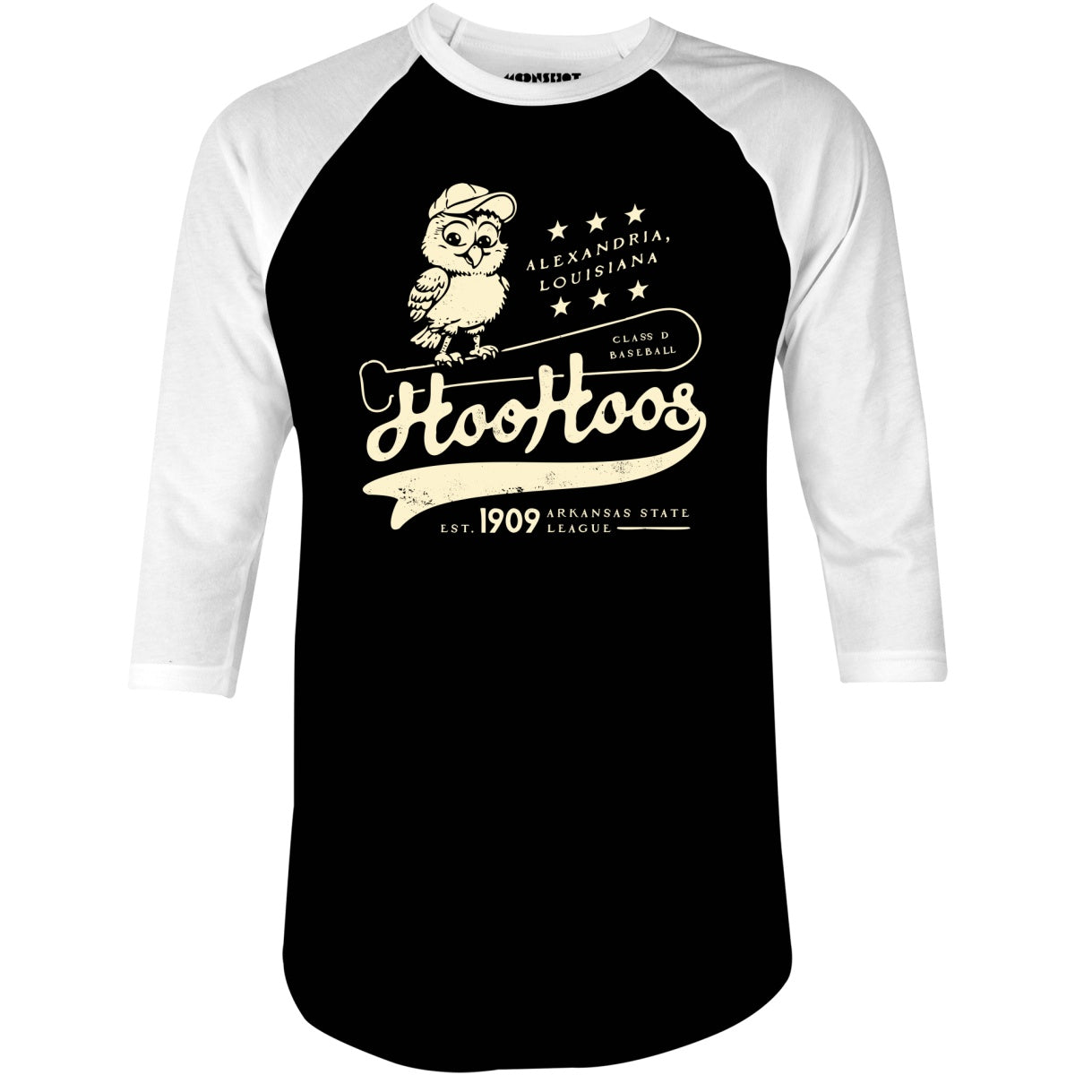 Alexandria Hoo Hoos - Louisiana - Vintage Defunct Baseball Teams - 3/4 Sleeve Raglan T-Shirt
