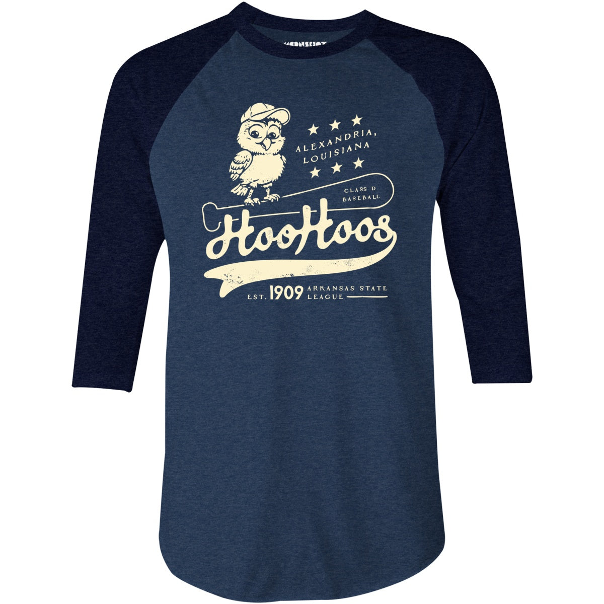 Alexandria Hoo Hoos - Louisiana - Vintage Defunct Baseball Teams - 3/4 Sleeve Raglan T-Shirt