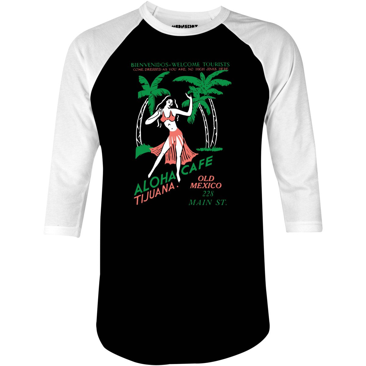 Aloha Cafe - Tijuana, Mexico - Vintage Tiki Bar - 3/4 Sleeve Raglan T-Shirt