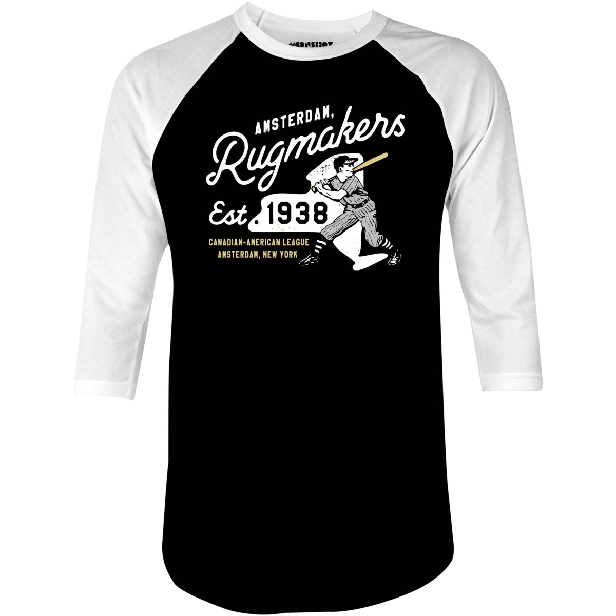 Amsterdam Rugmakers - New York - Vintage Defunct Baseball Teams - 3/4 Sleeve Raglan T-Shirt