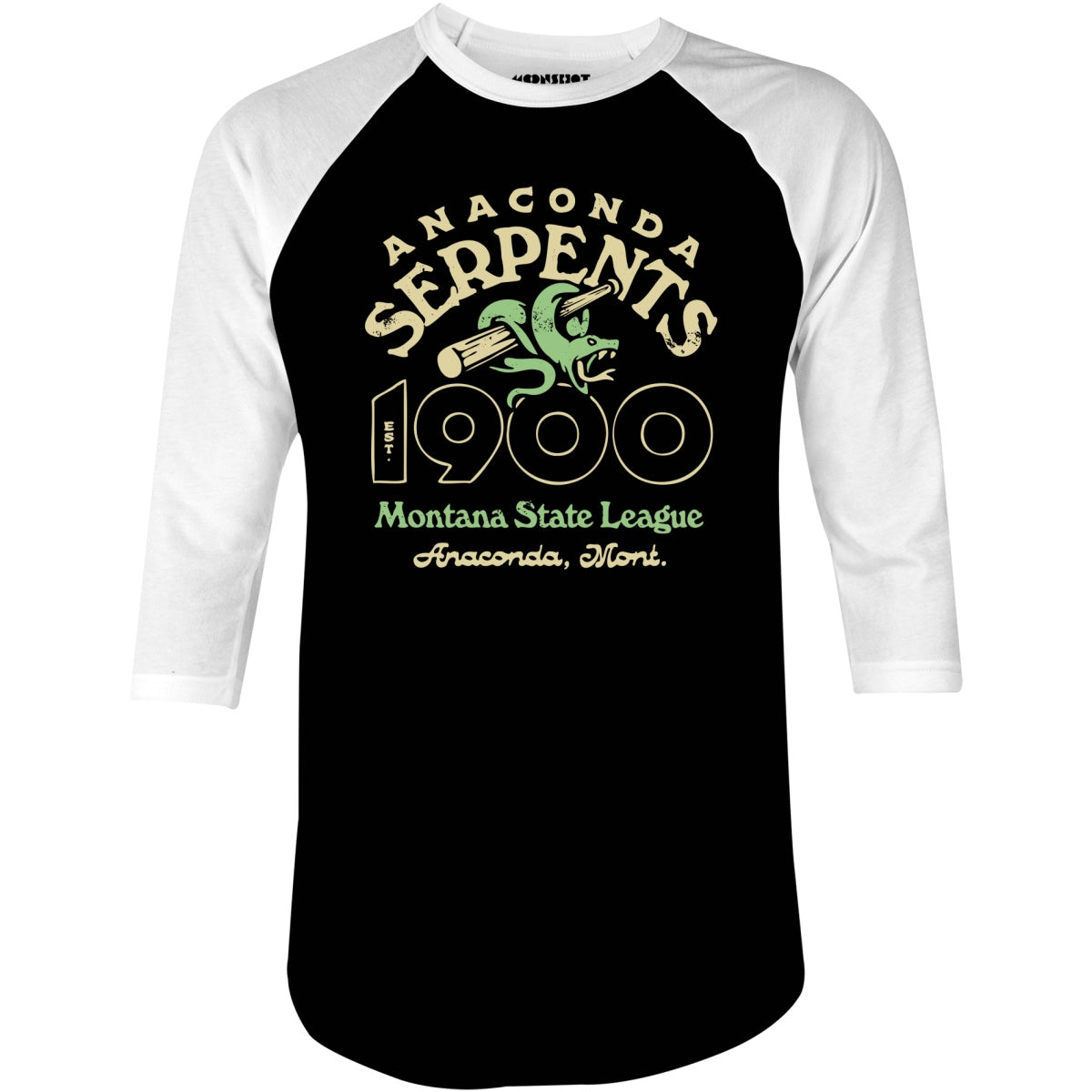 Anaconda Serpents - Montana - Vintage Defunct Baseball Teams - 3/4 Sleeve Raglan T-Shirt