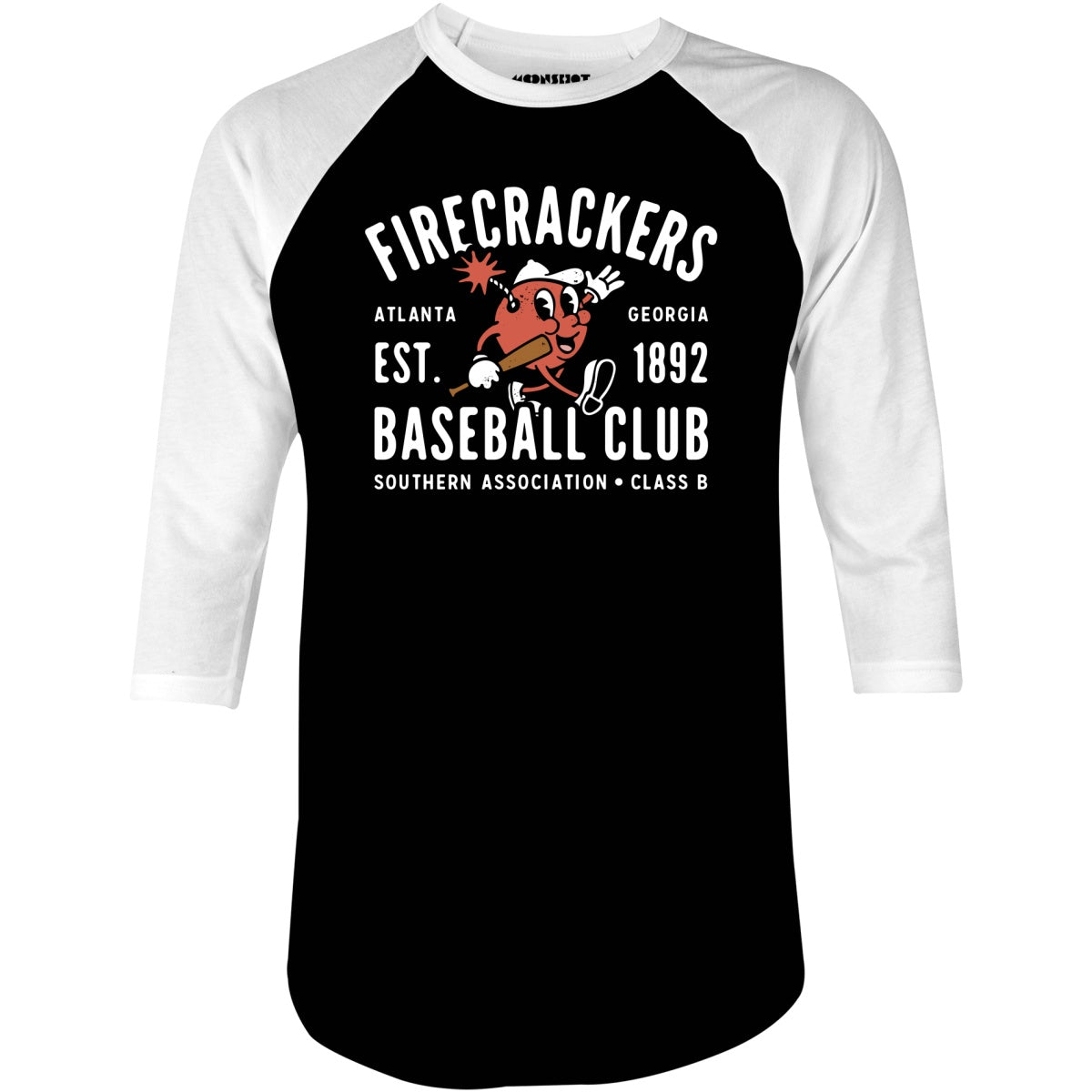 Atlanta Firecrackers - Georgia - Vintage Defunct Baseball Teams - 3/4 Sleeve Raglan T-Shirt
