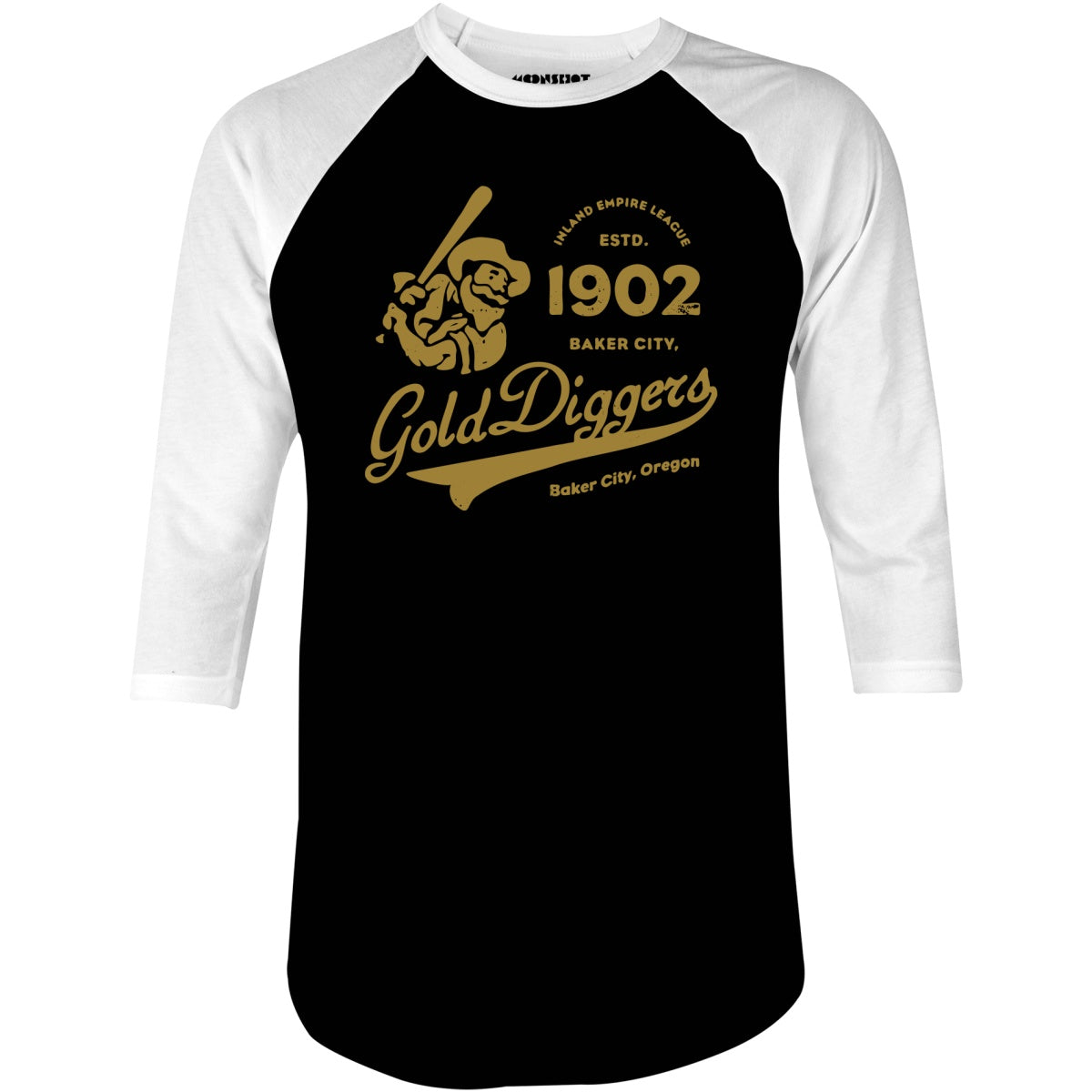 Baker City Gold Diggers - Oregon - Vintage Defunct Baseball Teams - 3/4 Sleeve Raglan T-Shirt