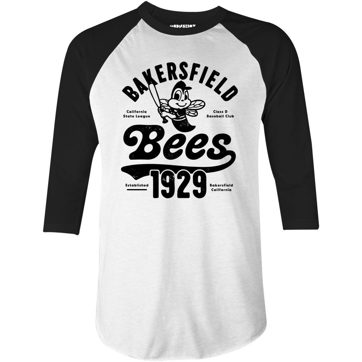 Bakersfield Bees - California - Vintage Defunct Baseball Teams - 3/4 Sleeve Raglan T-Shirt