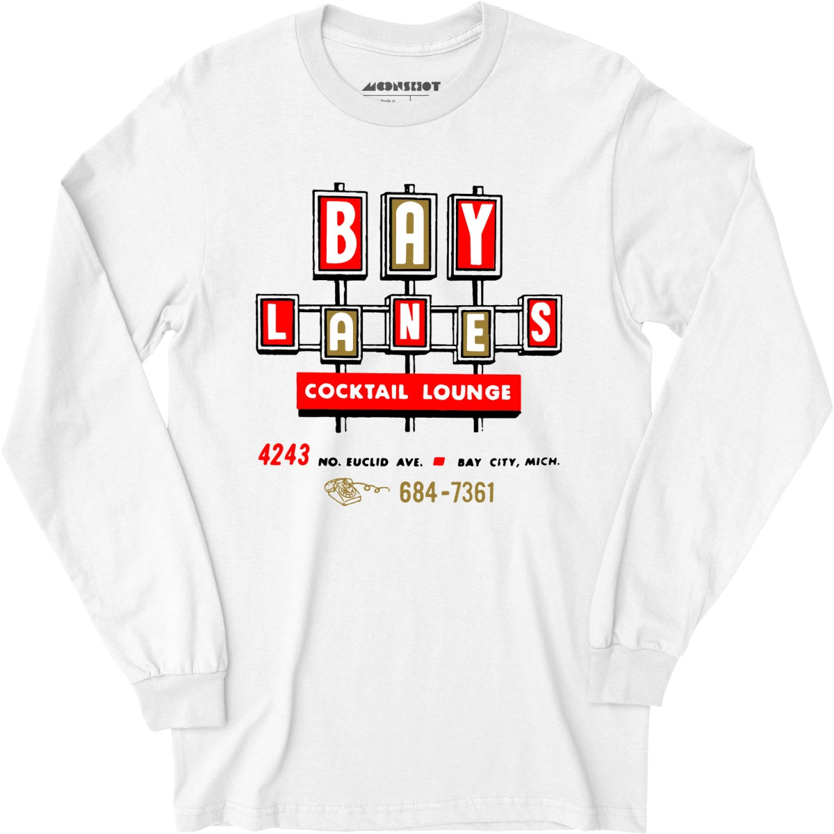Bay Lanes - Bay City, MI - Vintage Bowling Alley - Long Sleeve T-Shirt