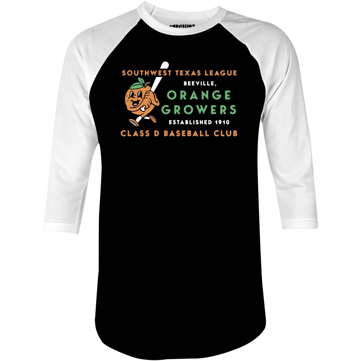Beeville Orange Growers - Texas - Vintage Defunct Baseball Teams - 3/4 Sleeve Raglan T-Shirt
