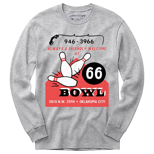 66 Bowl - Oklahoma City, OK - Vintage Bowling Alley - Long Sleeve T-Shirt