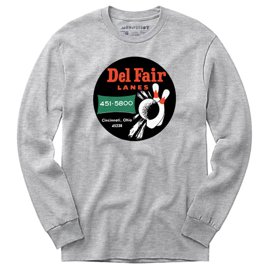 Del Fair Lanes - Cincinnati, OH - Vintage Bowling Alley - Long Sleeve T-Shirt
