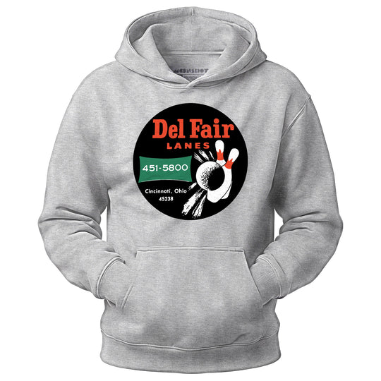 Del Fair Lanes - Cincinnati, OH - Vintage Bowling Alley - Unisex Hoodie