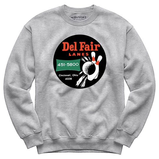 Del Fair Lanes - Cincinnati, OH - Vintage Bowling Alley - Unisex Sweatshirt