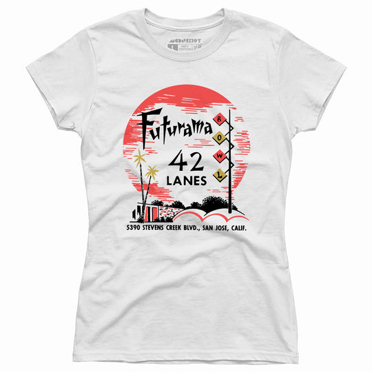 Futurama Lanes - San Jose, CA - Vintage Bowling Alley - Women's T-Shirt