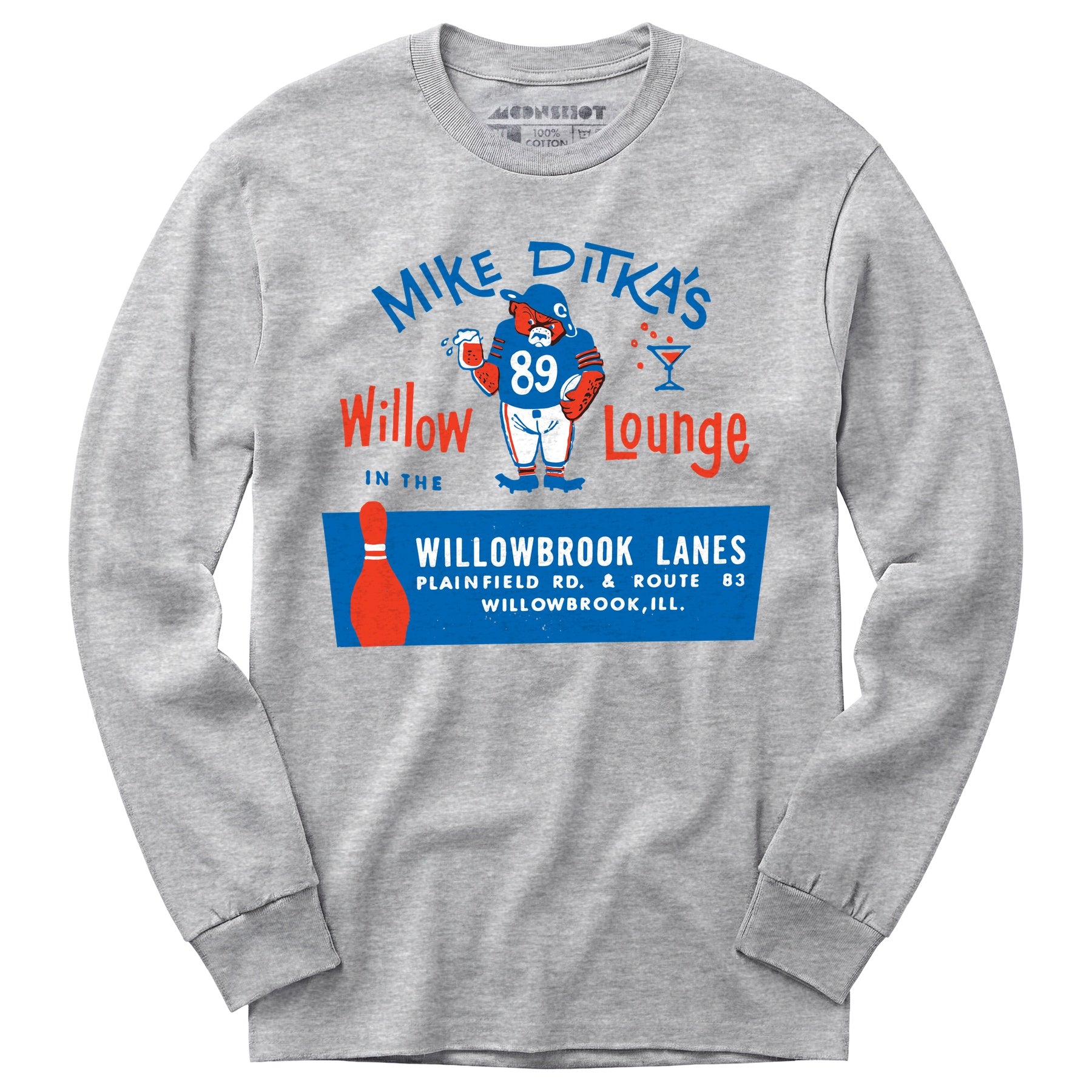 Mike Ditka's Willow Lounge - Willowbrook, IL - Vintage Bowling Alley - Long Sleeve T-Shirt
