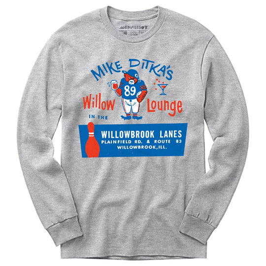 Mike Ditka's Willow Lounge - Willowbrook, IL - Vintage Bowling Alley - Long Sleeve T-Shirt