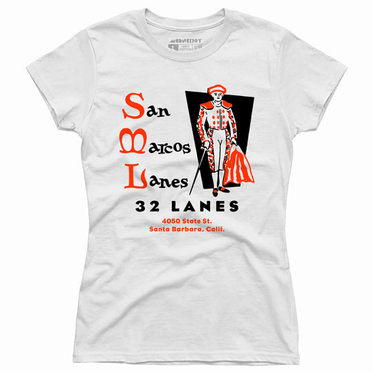 San Marcos Lanes - Santa Barbara, CA - Vintage Bowling Alley - Women's T-Shirt