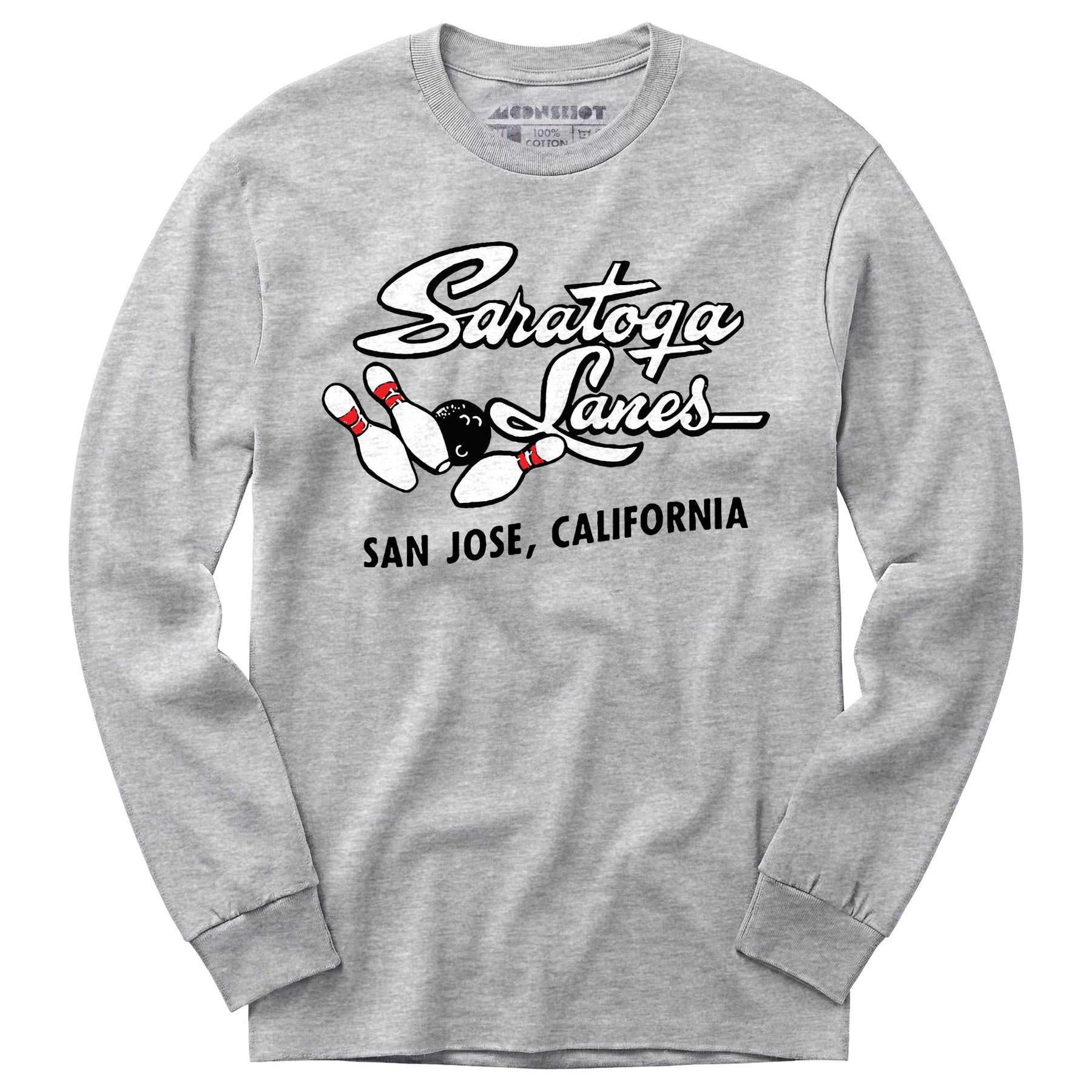 Saratoga Lanes - San Jose, CA - Vintage Bowling Alley - Long Sleeve T-Shirt