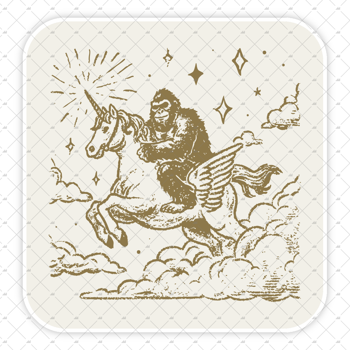 Bigfoot Riding On a Unicorn - Sticker
