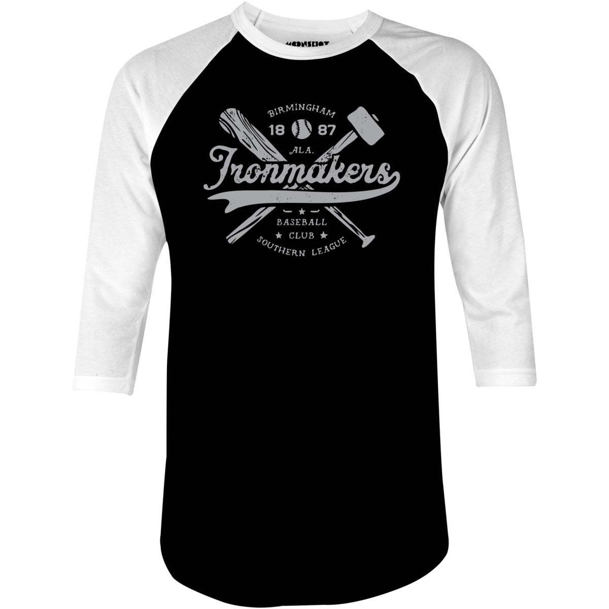 Birmingham Ironmakers - Alabama - Vintage Defunct Baseball Teams - 3/4 Sleeve Raglan T-Shirt