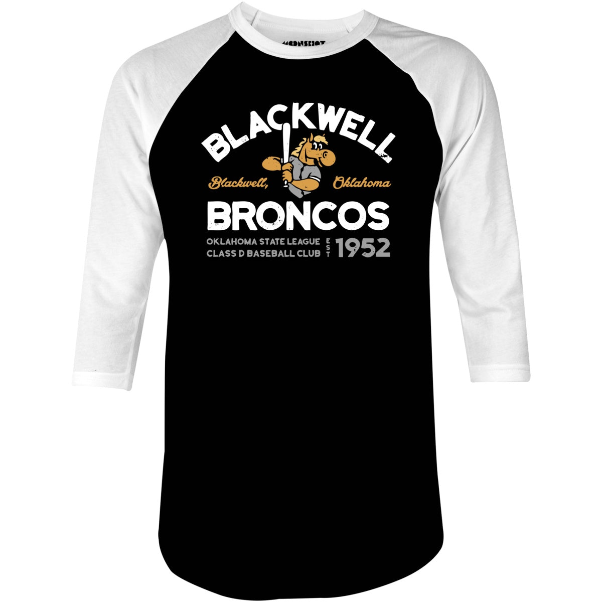 Blackwell Broncos - Oklahoma - Vintage Defunct Baseball Teams - 3/4 Sleeve Raglan T-Shirt