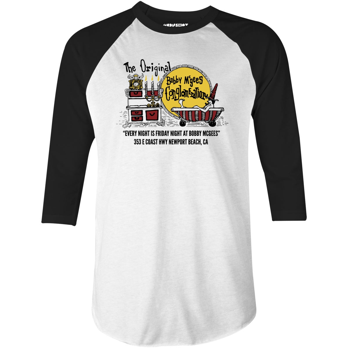 Bobby McGee's - Newport Beach, CA - Vintage Restaurant - 3/4 Sleeve Raglan T-Shirt