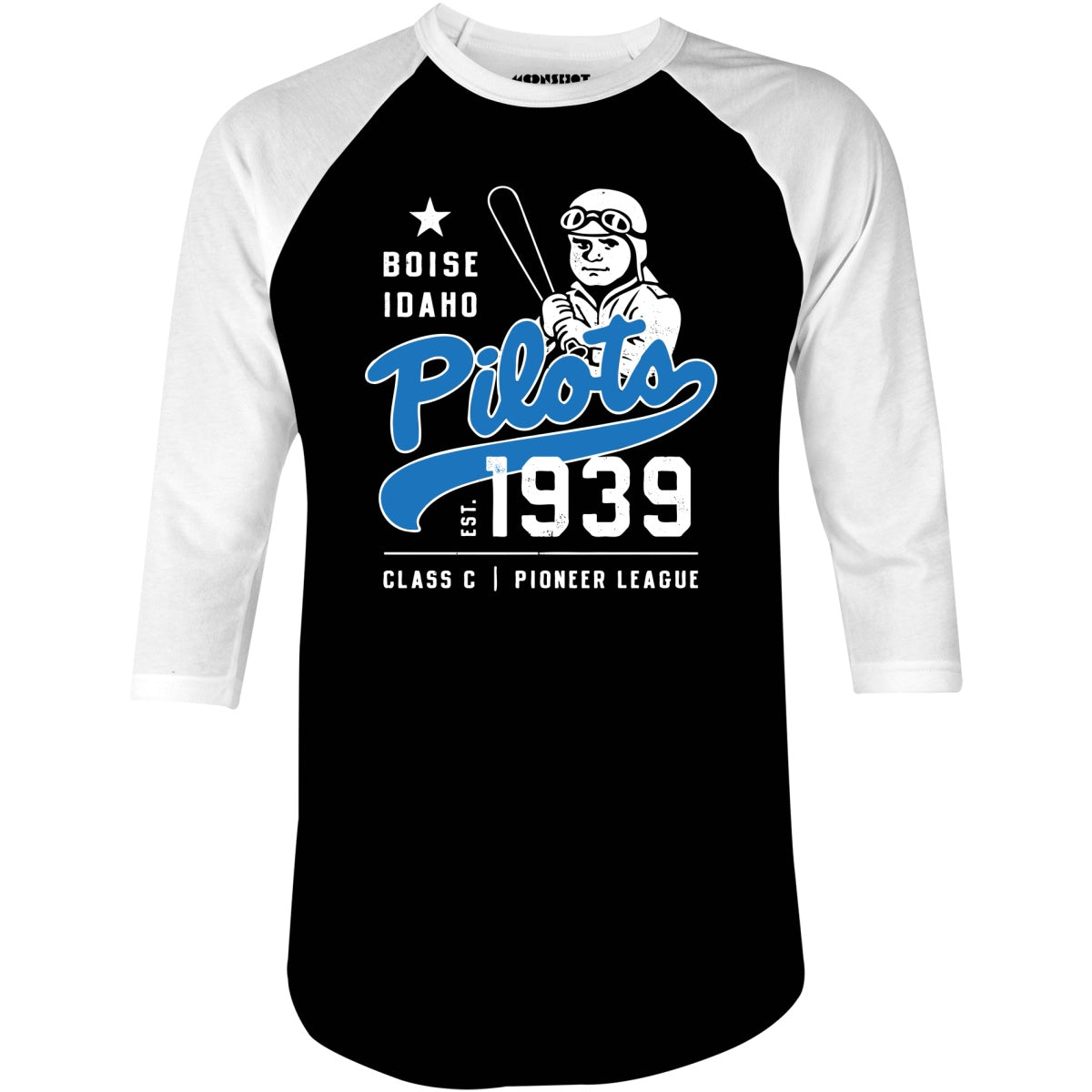 Boise Pilots - Idaho - Vintage Defunct Baseball Teams - 3/4 Sleeve Raglan T-Shirt