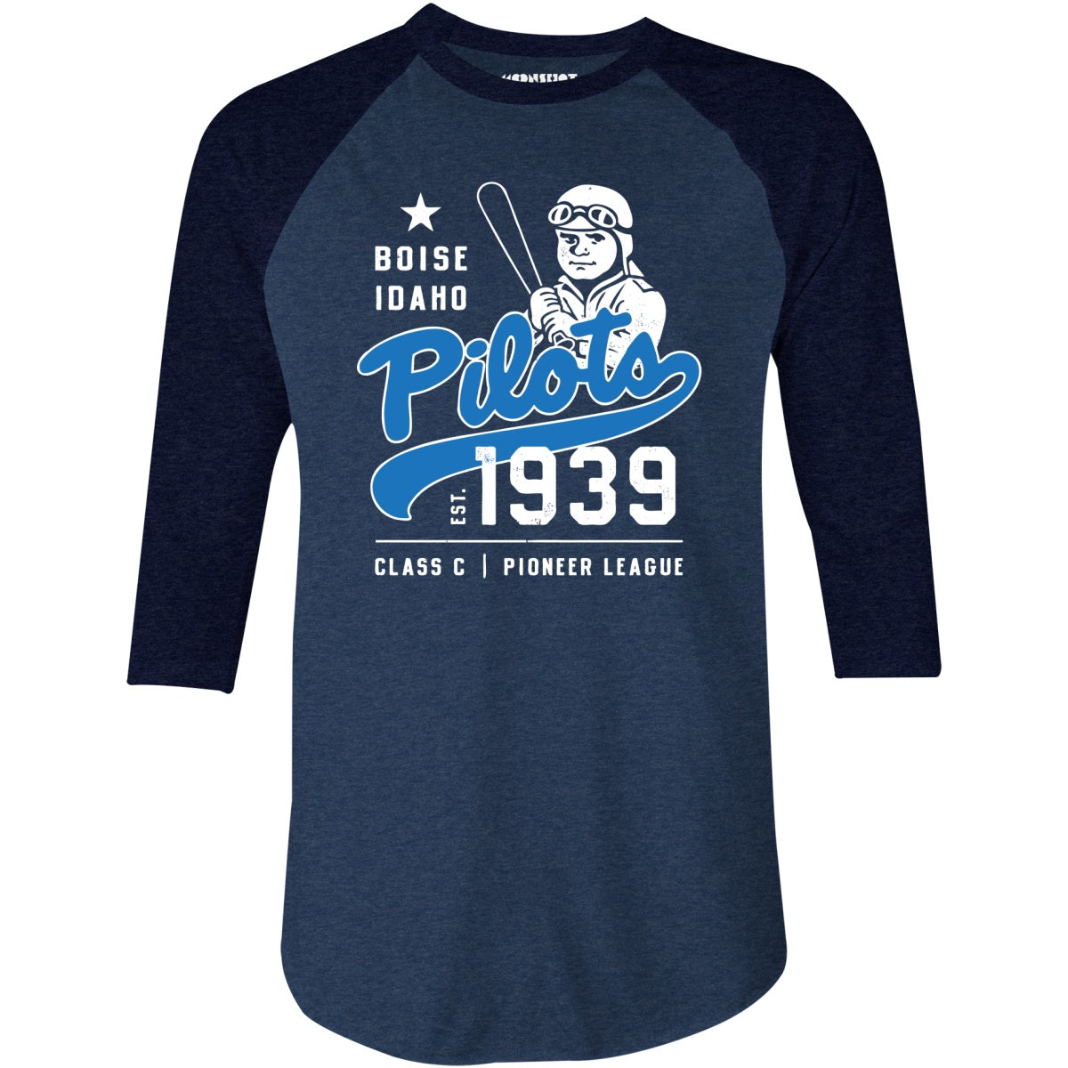 Boise Pilots - Idaho - Vintage Defunct Baseball Teams - 3/4 Sleeve Raglan T-Shirt