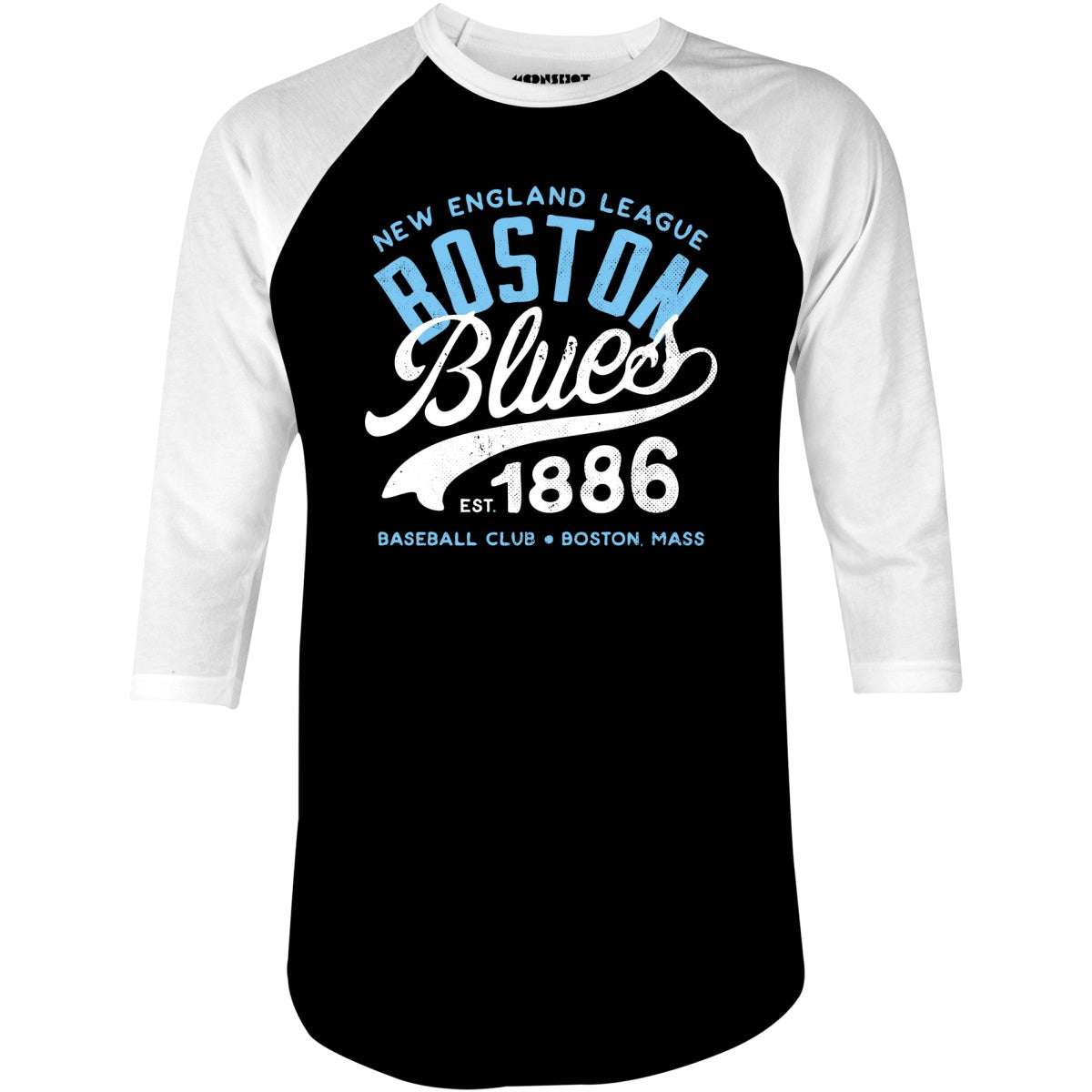 Boston Blues - Massachusetts - Vintage Defunct Baseball Teams - 3/4 Sleeve Raglan T-Shirt