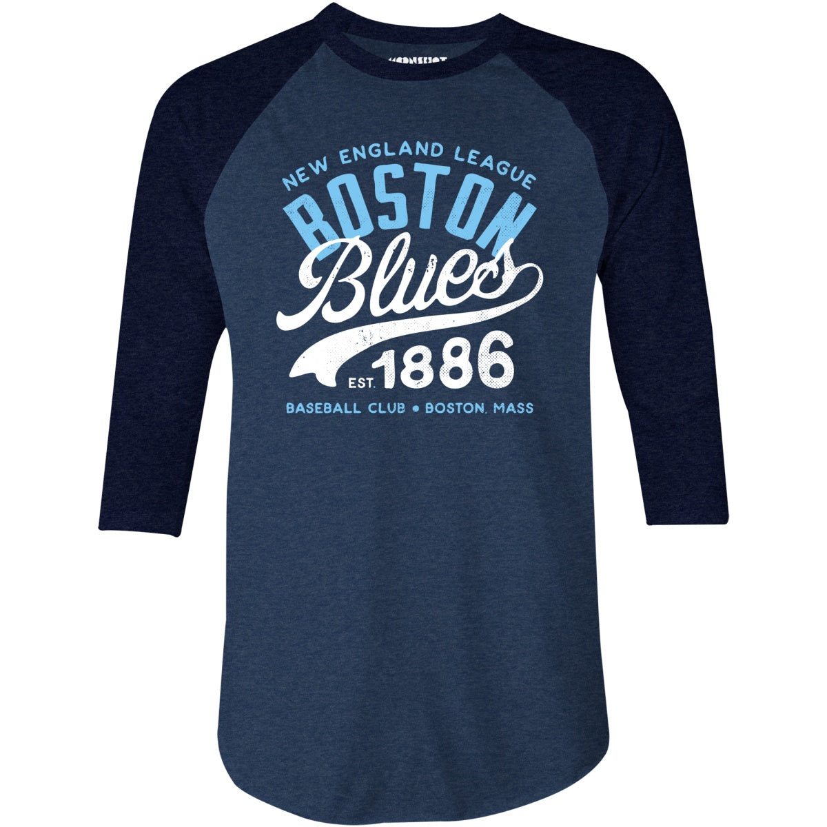 Boston Blues - Massachusetts - Vintage Defunct Baseball Teams - 3/4 Sleeve Raglan T-Shirt