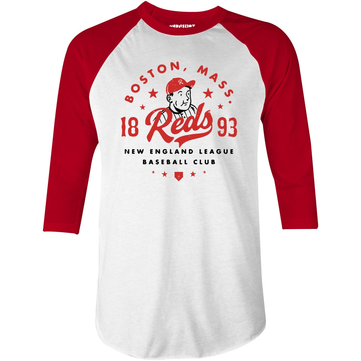 Boston Reds - Massachusetts - Vintage Defunct Baseball Teams - 3/4 Sleeve Raglan T-Shirt