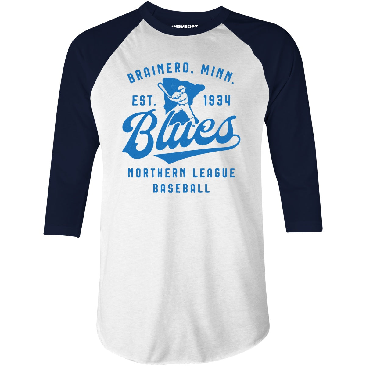 Brainerd Blues - Minnesota - Vintage Defunct Baseball Teams - 3/4 Sleeve Raglan T-Shirt