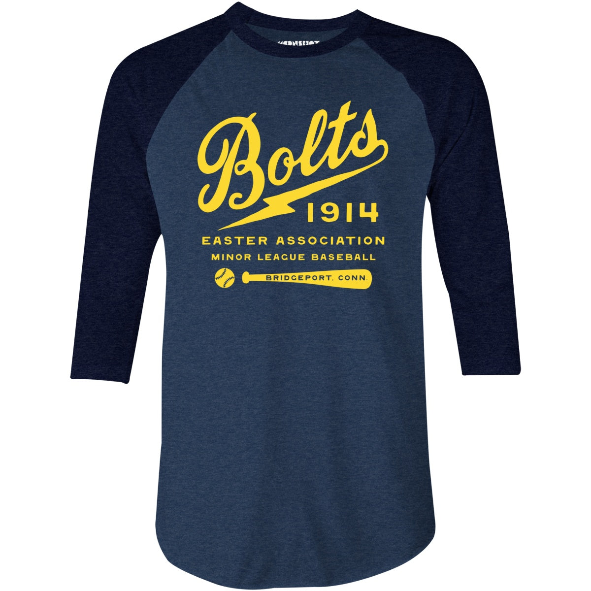 Bridgeport Bolts - Connecticut - Vintage Defunct Baseball Teams - 3/4 Sleeve Raglan T-Shirt