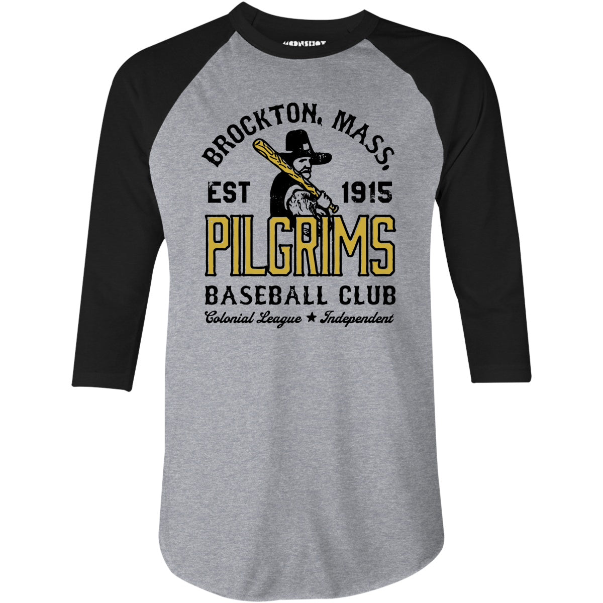 Brockton Pilgrims - Massachusetts - Vintage Defunct Baseball Teams - 3/4 Sleeve Raglan T-Shirt