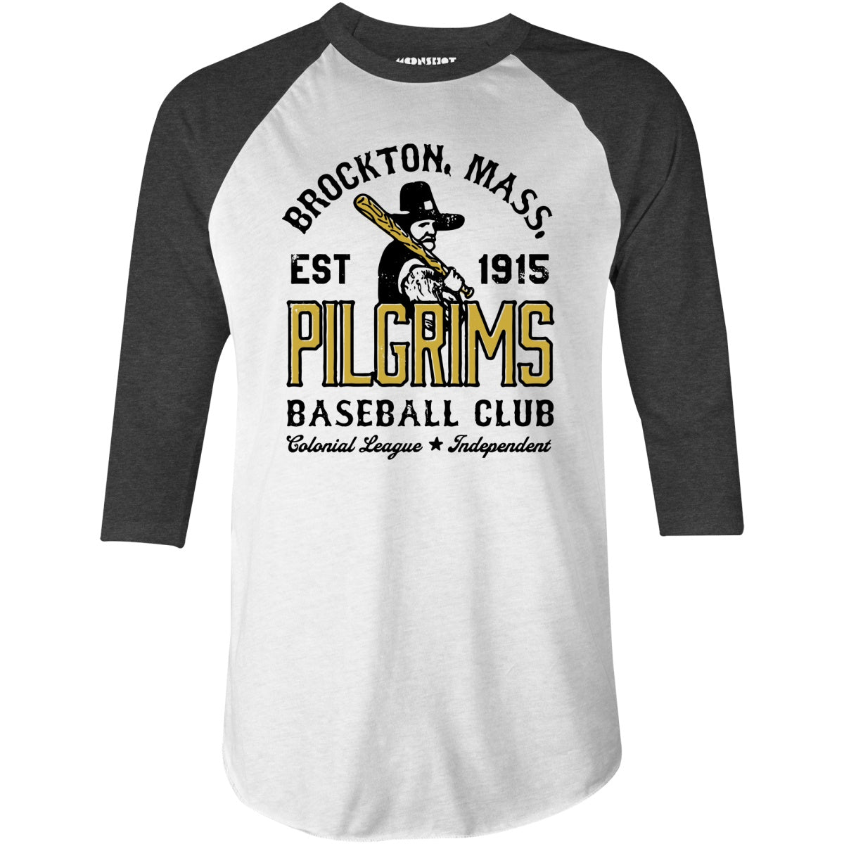 Brockton Pilgrims - Massachusetts - Vintage Defunct Baseball Teams - 3/4 Sleeve Raglan T-Shirt