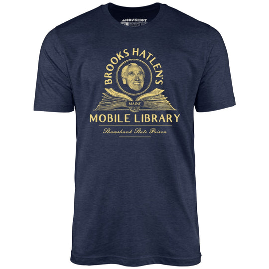 Brooks Hatlen's Mobile Library - Heather Midnight Navy - Unisex T-Shirt